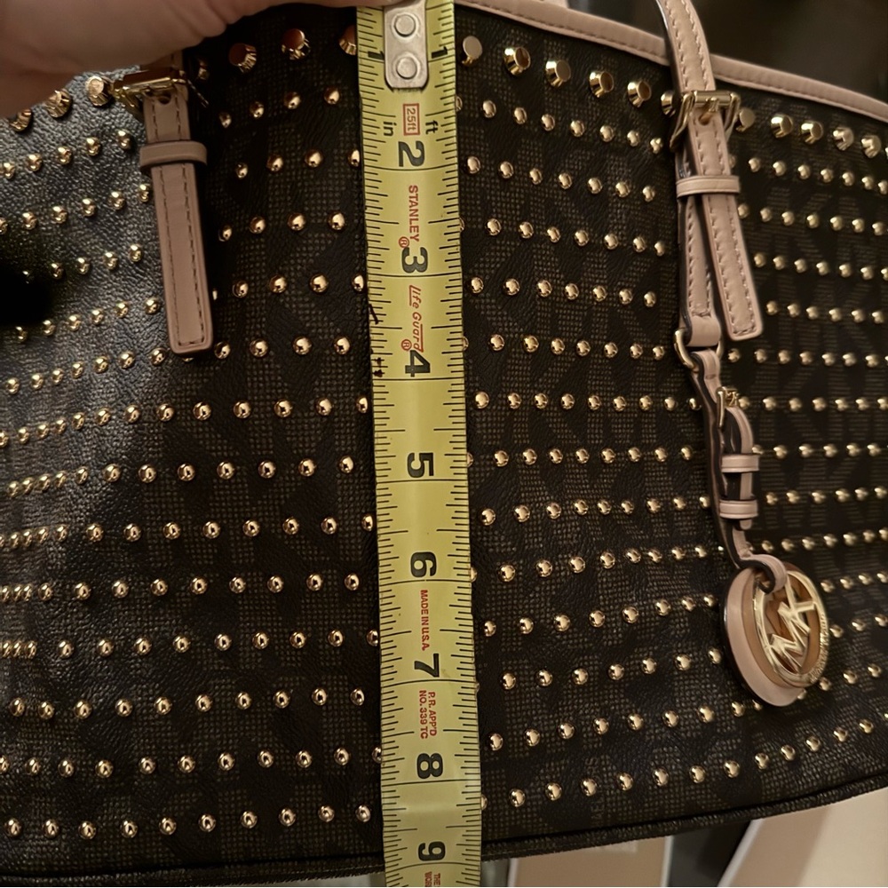 Michael Kors Jet Set Gold Studded Tote Bag - Picture 11 of 12
